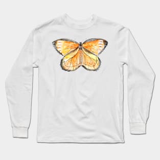 orange and black butterflies watercolor 1 Long Sleeve T-Shirt